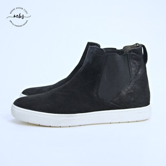 Vince Newlyn Suede Hidden Wedge Chelsea Boots Black Women 10 - Picture 4 of 14